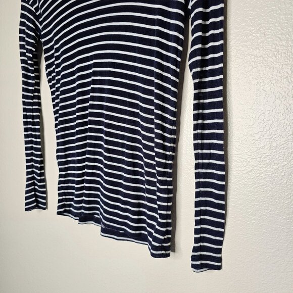 J Crew XXS White Blue Striped Turtleneck Cashmere Lightweight Nautical Fisherman - Picture 3 of 9